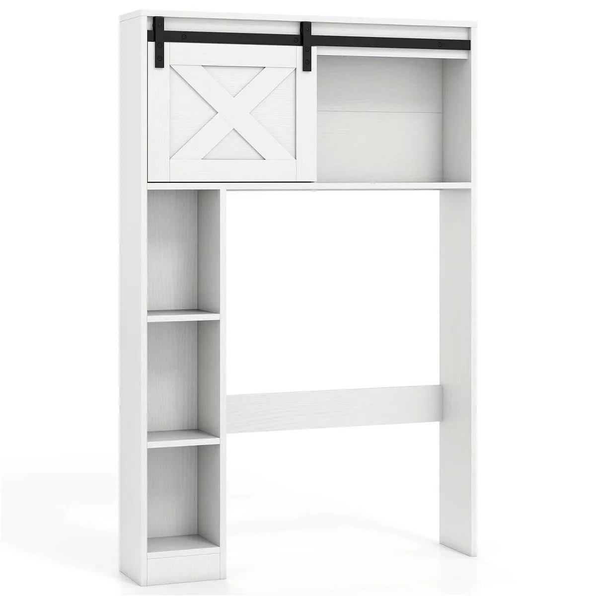 Costway over the Toilet room Storage Cabinet with Sliding Barn Door & Shelves White