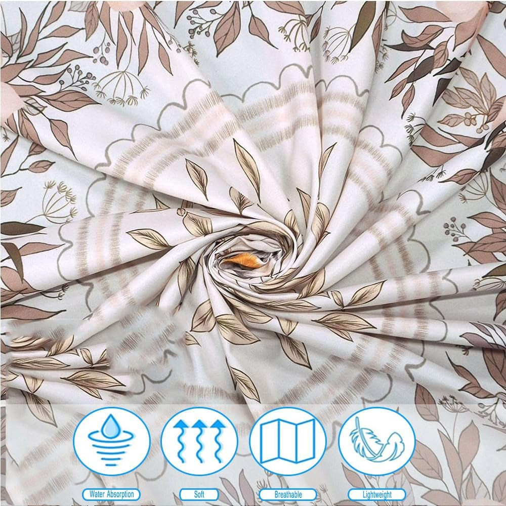 Orange Bohemian Tapestry Wall Hanging, Mandala Floral Medallion Hippie Tapestry with Light Brown Aesthetic Wreath Design, Cream Wall Decor Blanket for Bedroom Home Dorm
