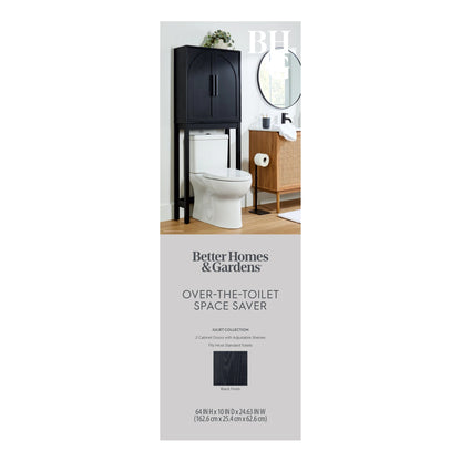 Juliet Over-The-Toilet Space Saver Cabinet, 2 Adjustable Shelves, Black