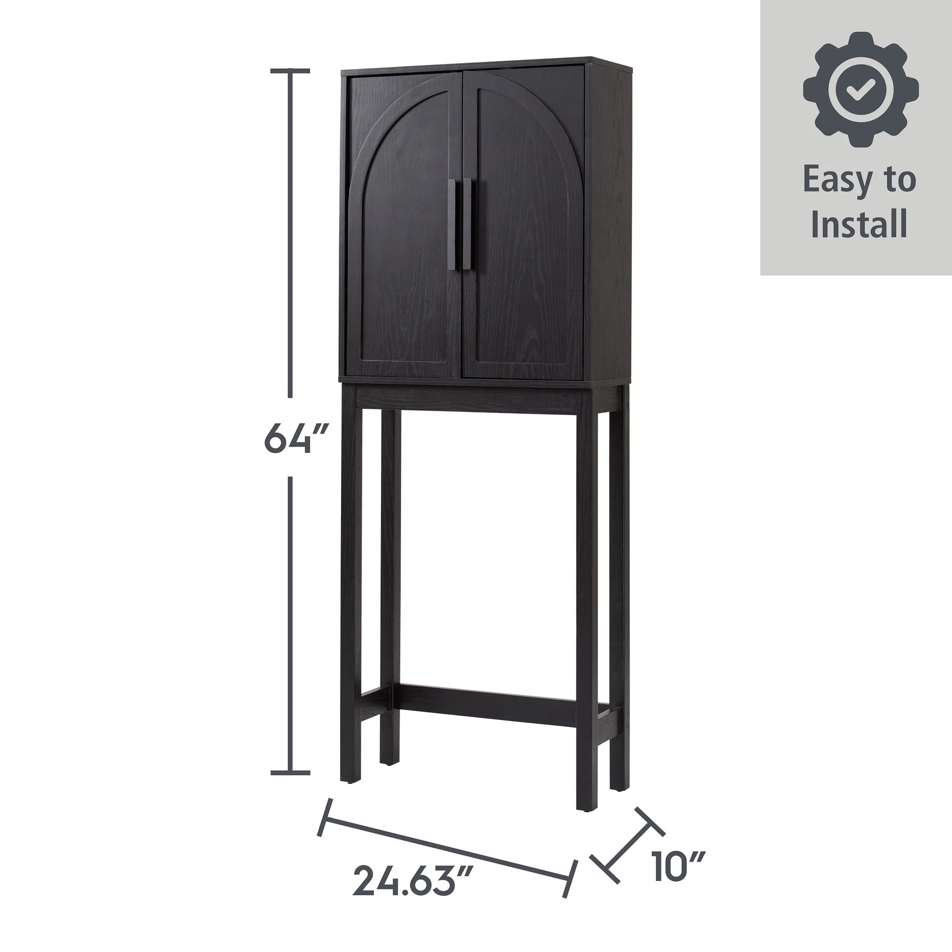 Juliet Over-The-Toilet Space Saver Cabinet, 2 Adjustable Shelves, Black