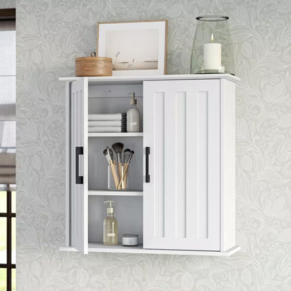 Monroe 23.63 In. W X 8.69 In. D X 23.75 In. H Bathroom Storage Wall Cabinet with Adjustable Shelves in White