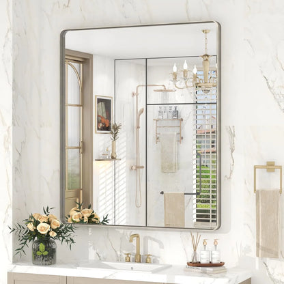 Aluminum Alloy Framed Tempered Glass Wall Decor Vanity Bathroom Mirror