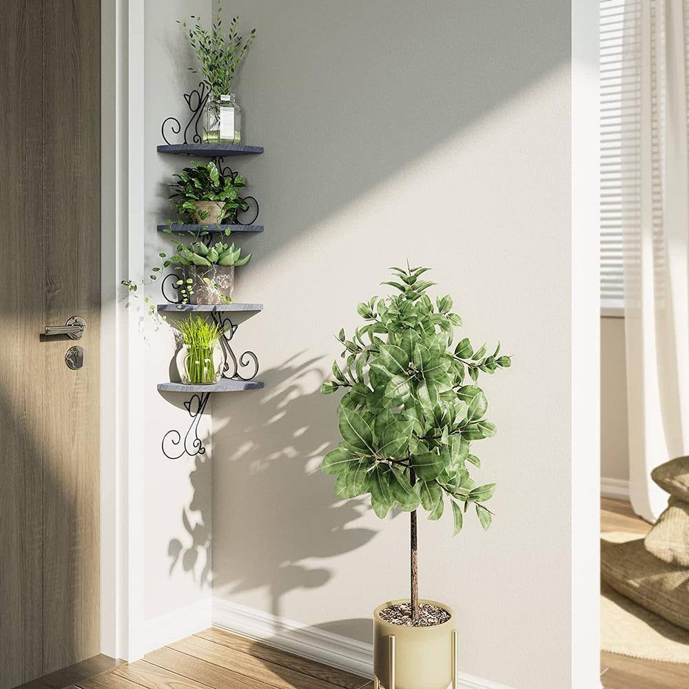 7.87 In. W X 7.87 In. D Grey Decorative Wall Shelf, Floating Corner Wood Shelves