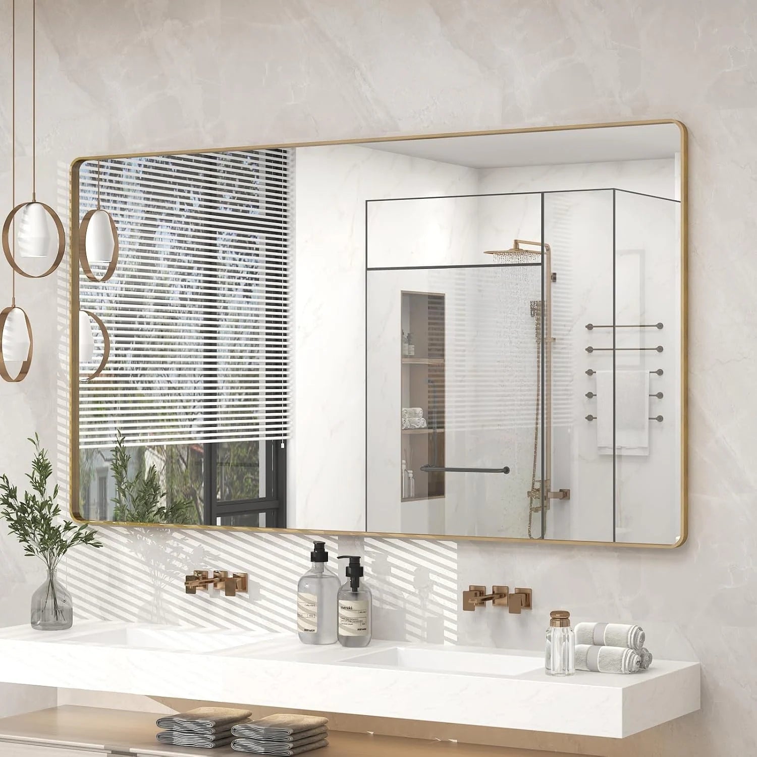 Aluminum Alloy Framed Tempered Glass Wall Decor Vanity Bathroom Mirror