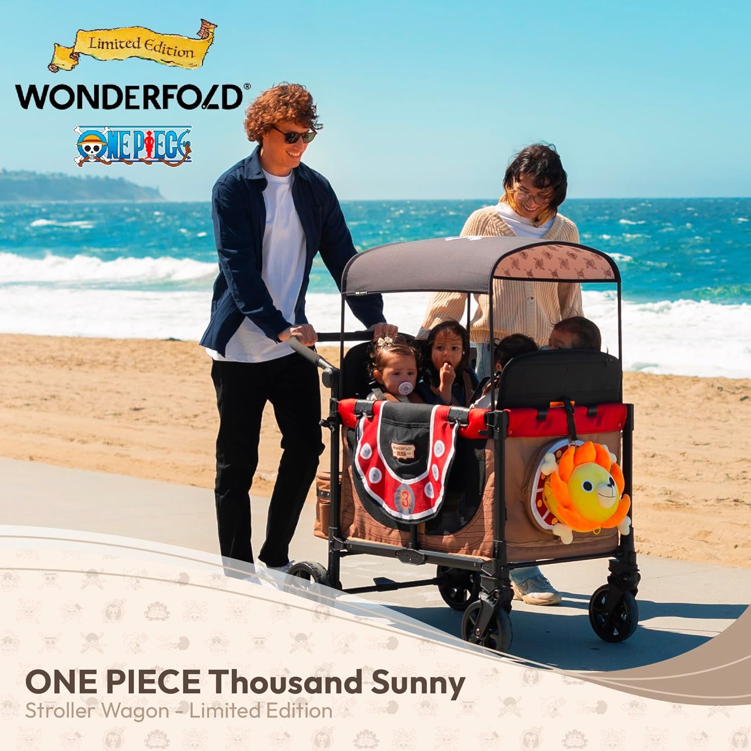 ONE Piece Thousand Sunny Limited Edition 4 Seater Stroller Wagon - Spacious, Safe, and Stylish Ride with All-Terrain Wheels