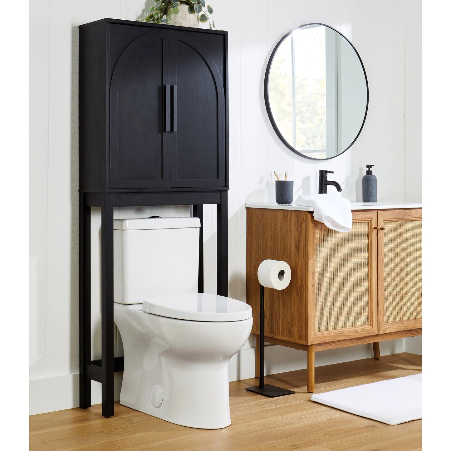 Juliet Over-The-Toilet Space Saver Cabinet, 2 Adjustable Shelves, Black
