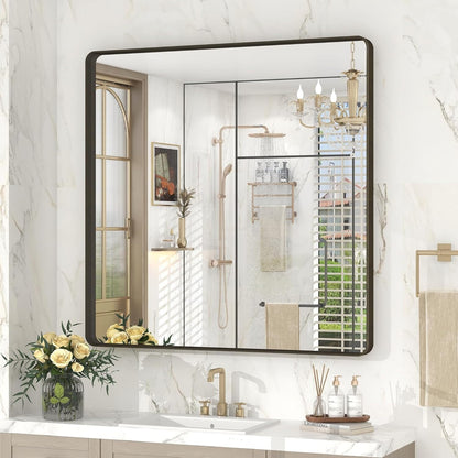 Aluminum Alloy Framed Tempered Glass Wall Decor Vanity Bathroom Mirror