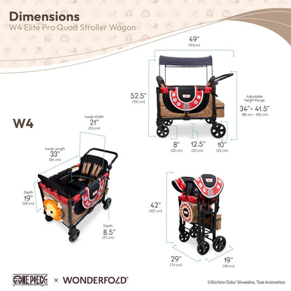 ONE Piece Thousand Sunny Limited Edition 4 Seater Stroller Wagon - Spacious, Safe, and Stylish Ride with All-Terrain Wheels