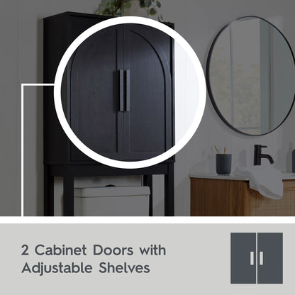 Juliet Over-The-Toilet Space Saver Cabinet, 2 Adjustable Shelves, Black