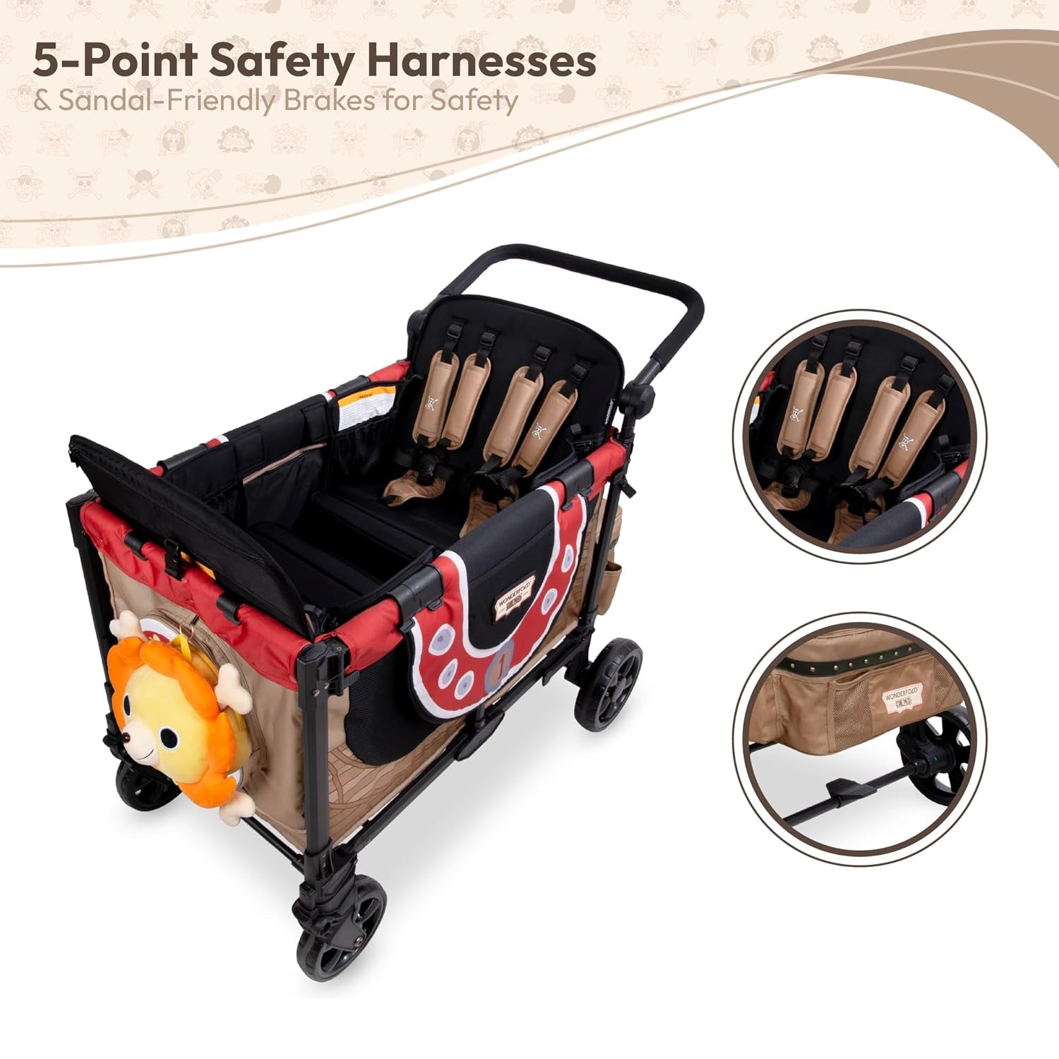 ONE Piece Thousand Sunny Limited Edition 4 Seater Stroller Wagon - Spacious, Safe, and Stylish Ride with All-Terrain Wheels