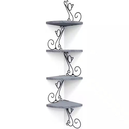 7.87 In. W X 7.87 In. D Grey Decorative Wall Shelf, Floating Corner Wood Shelves