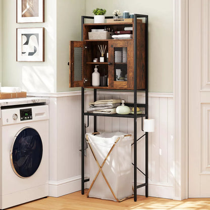 Costway over the Toilet Cabinet room Toilet Storage Organizer with Double Door Cabinet