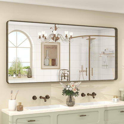 Aluminum Alloy Framed Tempered Glass Wall Decor Vanity Bathroom Mirror