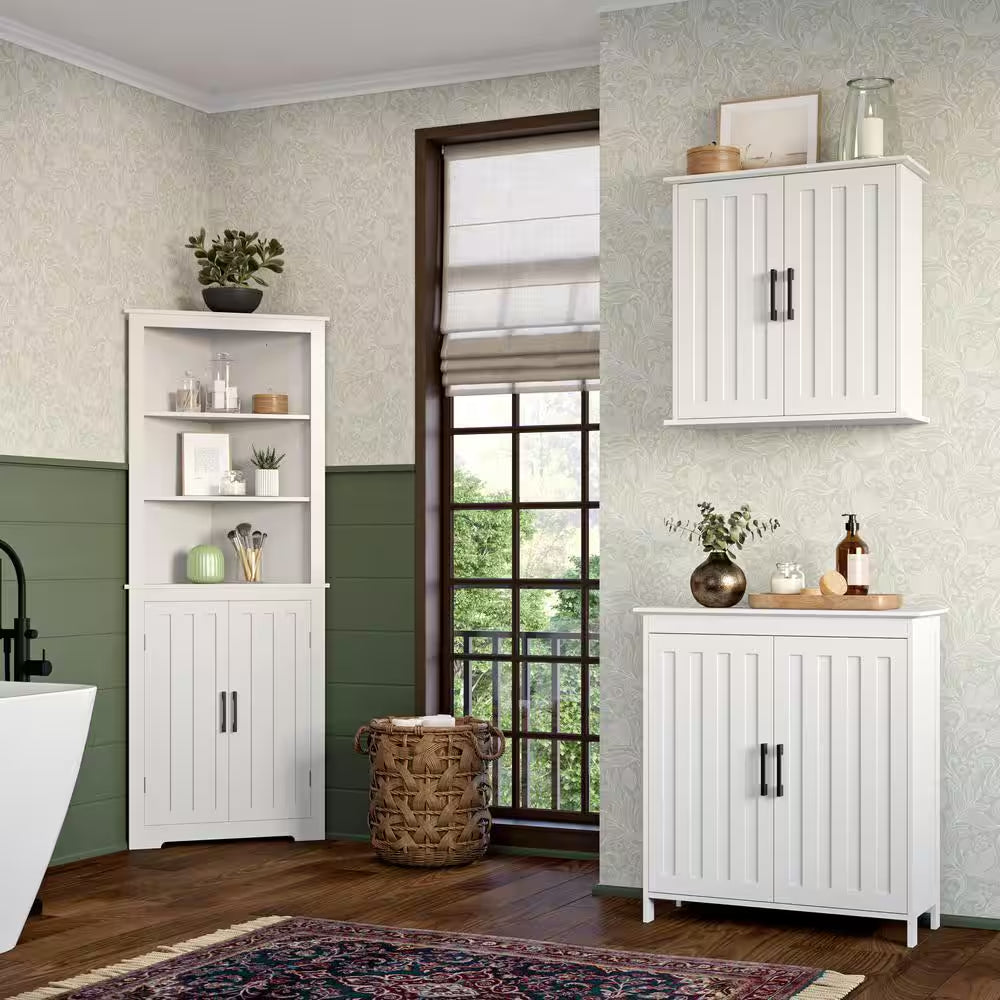 Monroe 23.63 In. W X 8.69 In. D X 23.75 In. H Bathroom Storage Wall Cabinet with Adjustable Shelves in White
