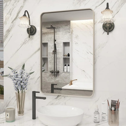 Aluminum Alloy Framed Tempered Glass Wall Decor Vanity Bathroom Mirror