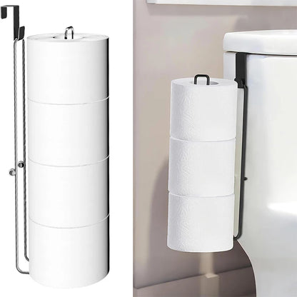 Bathroom Toilet Paper Holder with Storage Extra 3 Rolls, over the Tank Toilet Paper Holder Wall Mount, Small Restroom Organizer