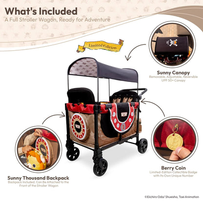 ONE Piece Thousand Sunny Limited Edition 4 Seater Stroller Wagon - Spacious, Safe, and Stylish Ride with All-Terrain Wheels