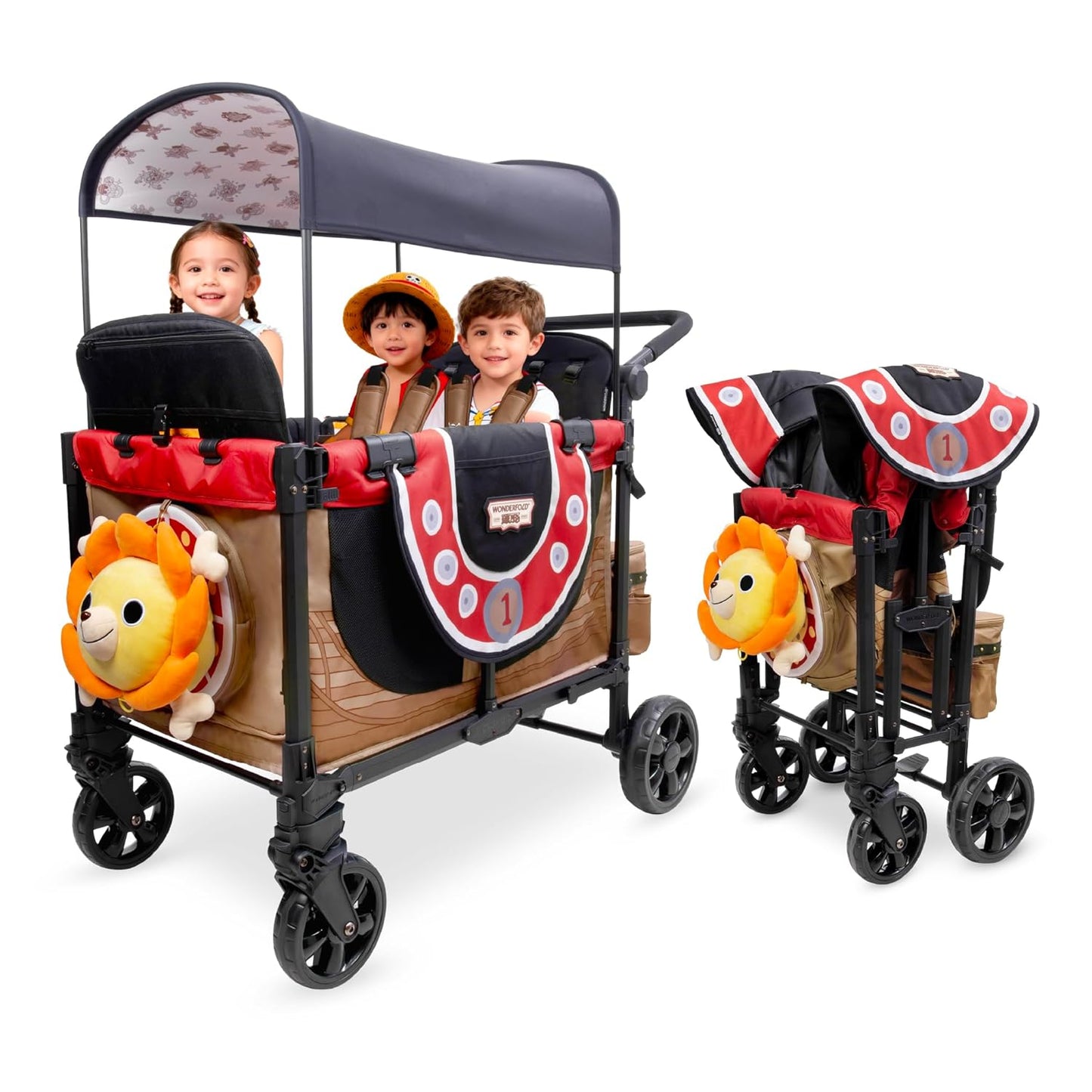 ONE Piece Thousand Sunny Limited Edition 4 Seater Stroller Wagon - Spacious, Safe, and Stylish Ride with All-Terrain Wheels