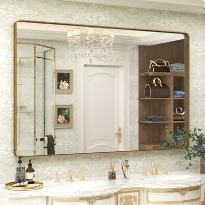 Aluminum Alloy Framed Tempered Glass Wall Decor Vanity Bathroom Mirror