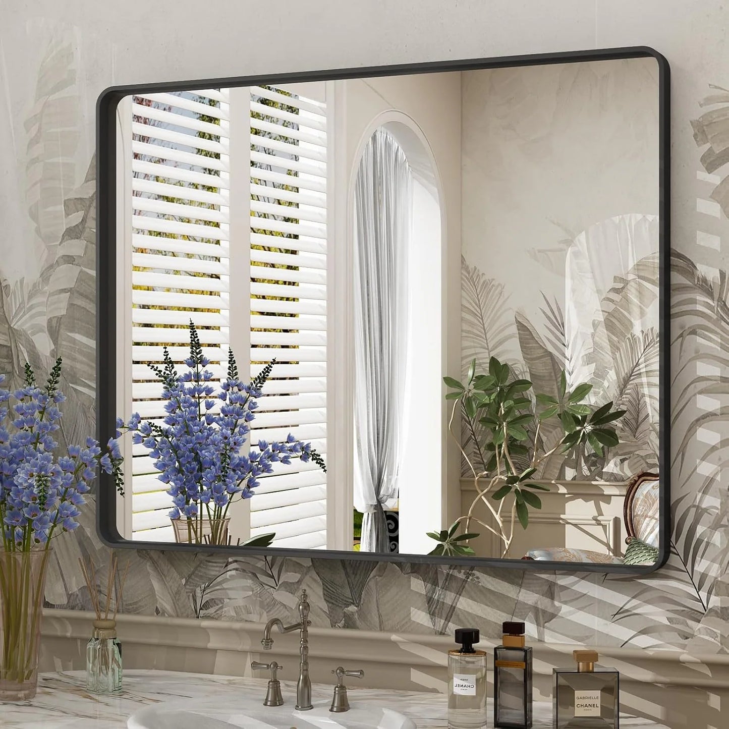 Aluminum Alloy Framed Tempered Glass Wall Decor Vanity Bathroom Mirror
