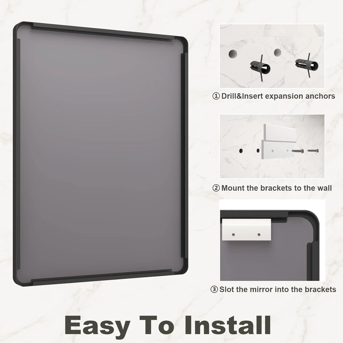 Aluminum Alloy Framed Tempered Glass Wall Decor Vanity Bathroom Mirror