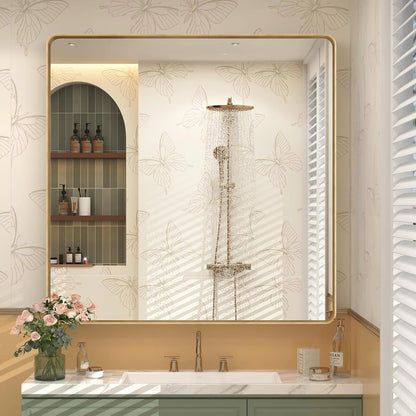 Aluminum Alloy Framed Tempered Glass Wall Decor Vanity Bathroom Mirror