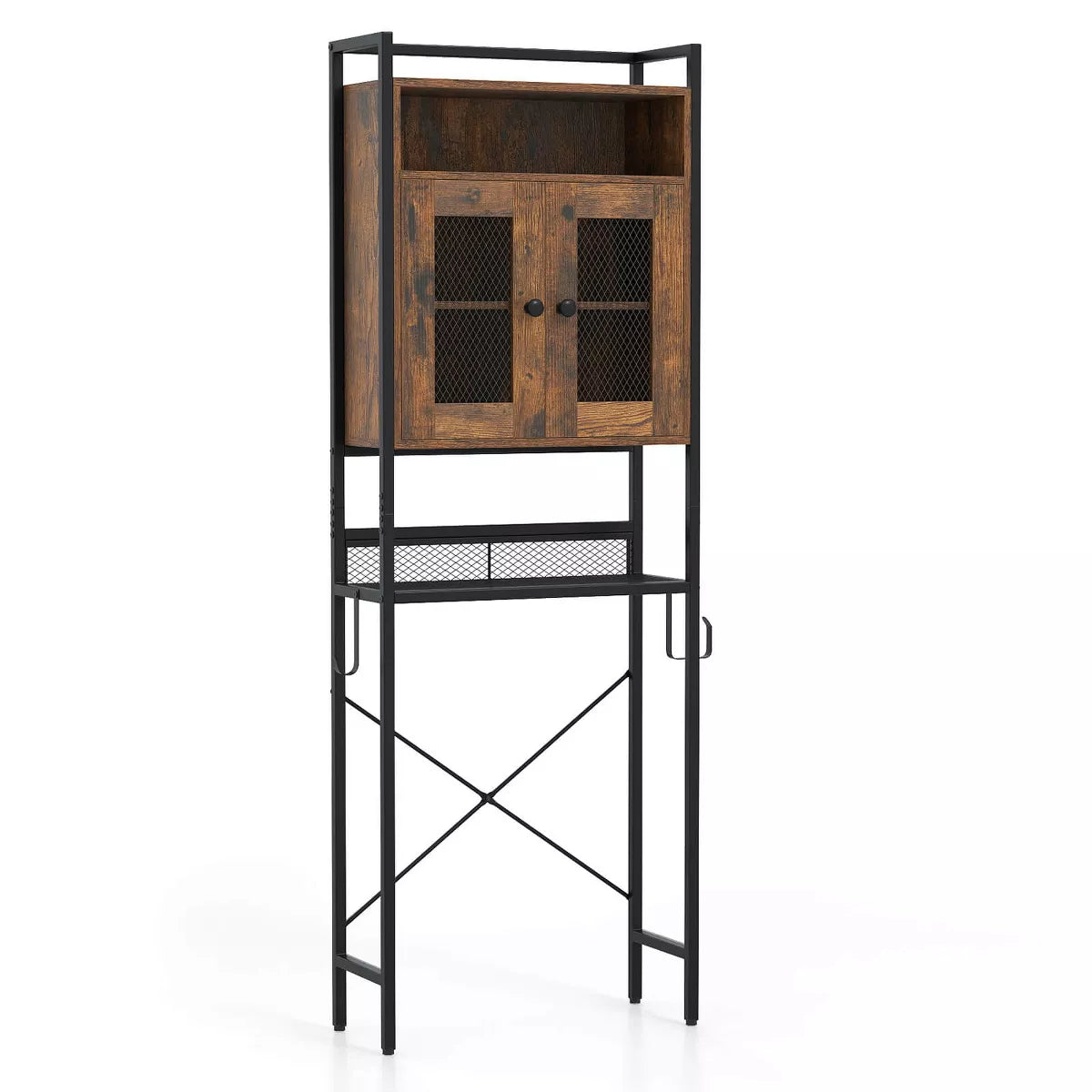 Costway over the Toilet Cabinet room Toilet Storage Organizer with Double Door Cabinet