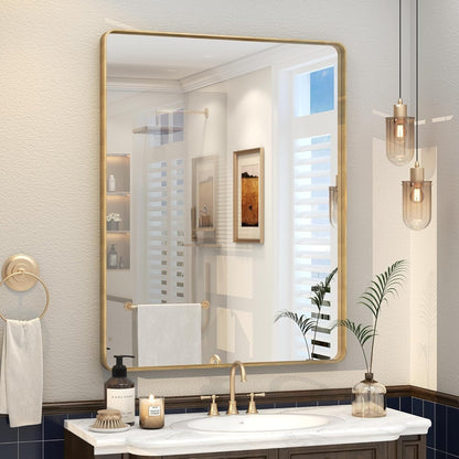 Aluminum Alloy Framed Tempered Glass Wall Decor Vanity Bathroom Mirror