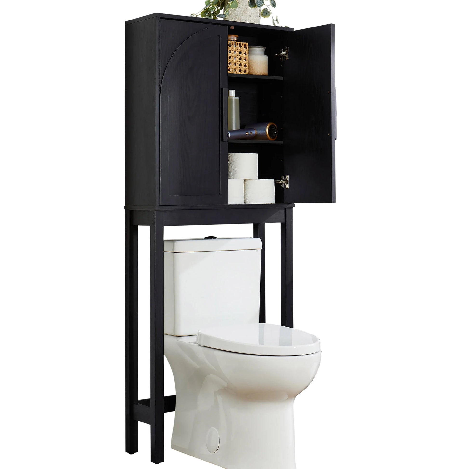 Juliet Over-The-Toilet Space Saver Cabinet, 2 Adjustable Shelves, Black