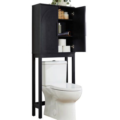 Juliet Over-The-Toilet Space Saver Cabinet, 2 Adjustable Shelves, Black