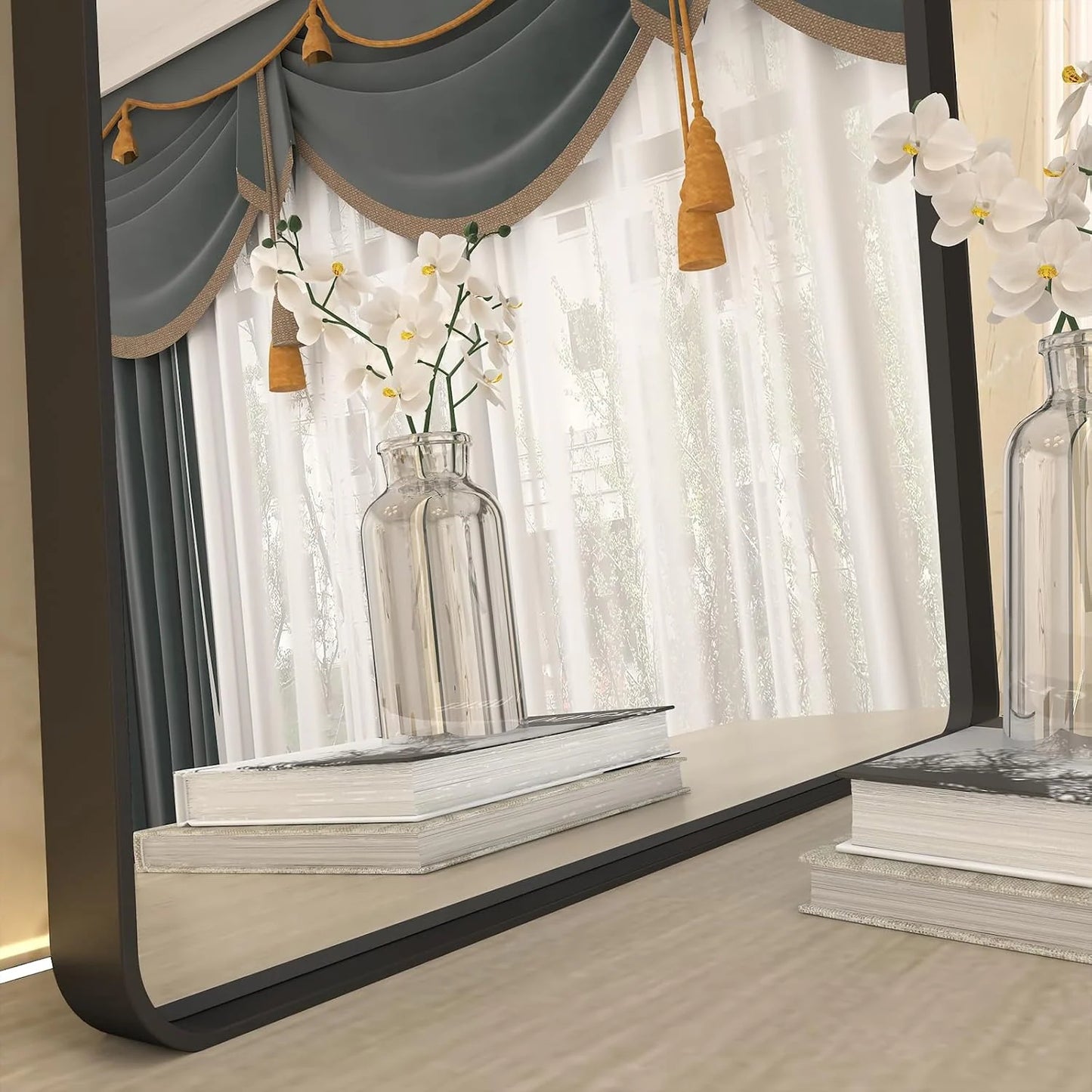 Aluminum Alloy Framed Tempered Glass Wall Decor Vanity Bathroom Mirror