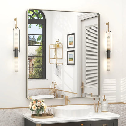 Aluminum Alloy Framed Tempered Glass Wall Decor Vanity Bathroom Mirror