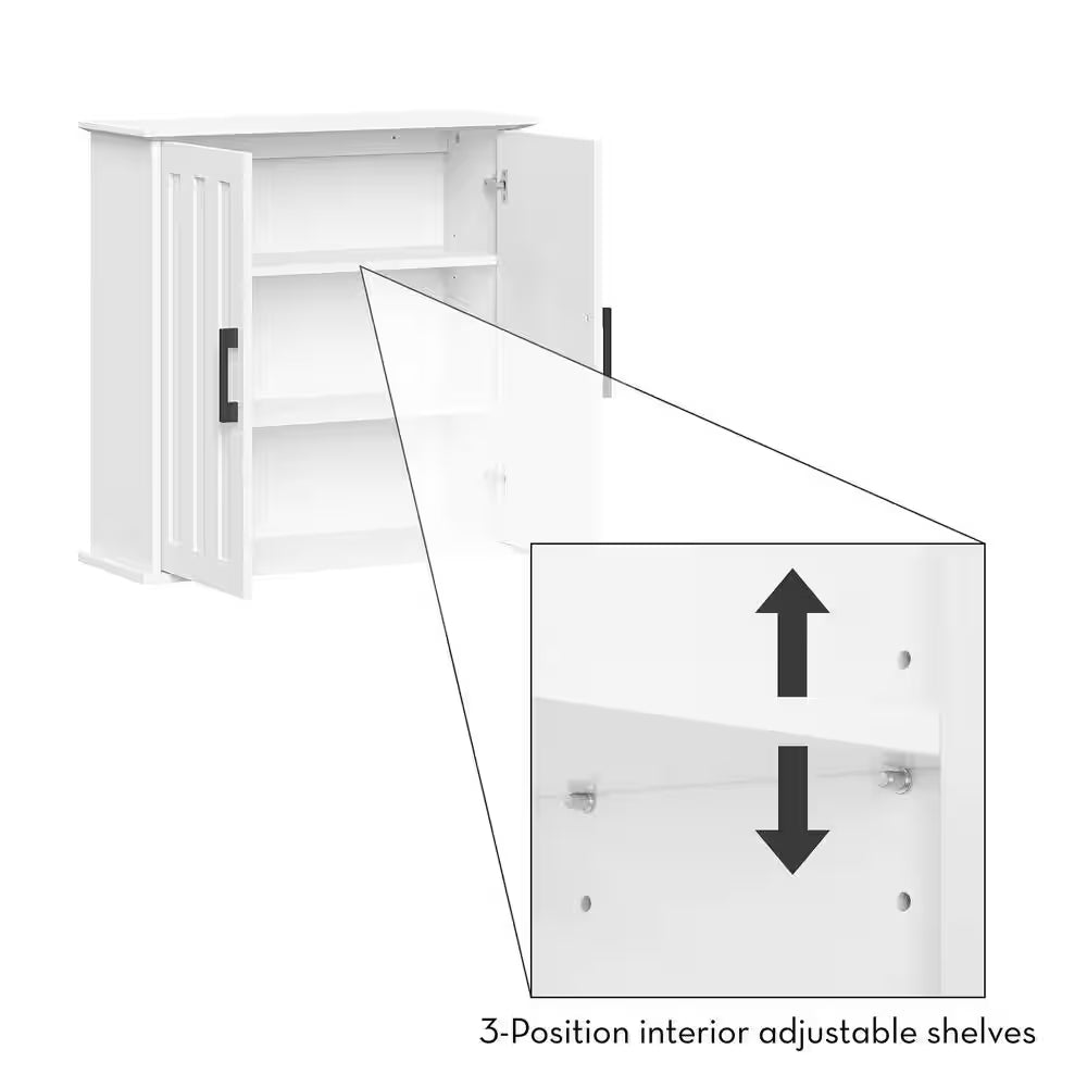 Monroe 23.63 In. W X 8.69 In. D X 23.75 In. H Bathroom Storage Wall Cabinet with Adjustable Shelves in White