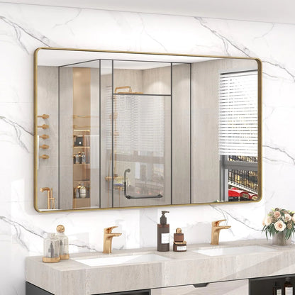 Aluminum Alloy Framed Tempered Glass Wall Decor Vanity Bathroom Mirror