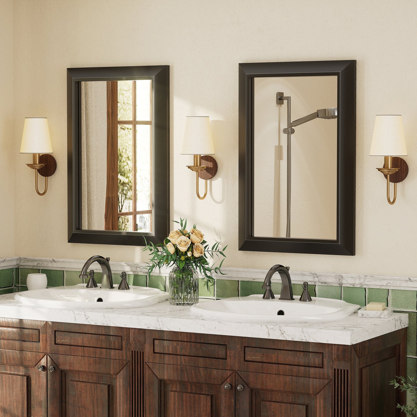 5-Year Warranty Full Size Farmhouse Beveled Metal Rectangle Wall Bathroom Vanity Mirrors
