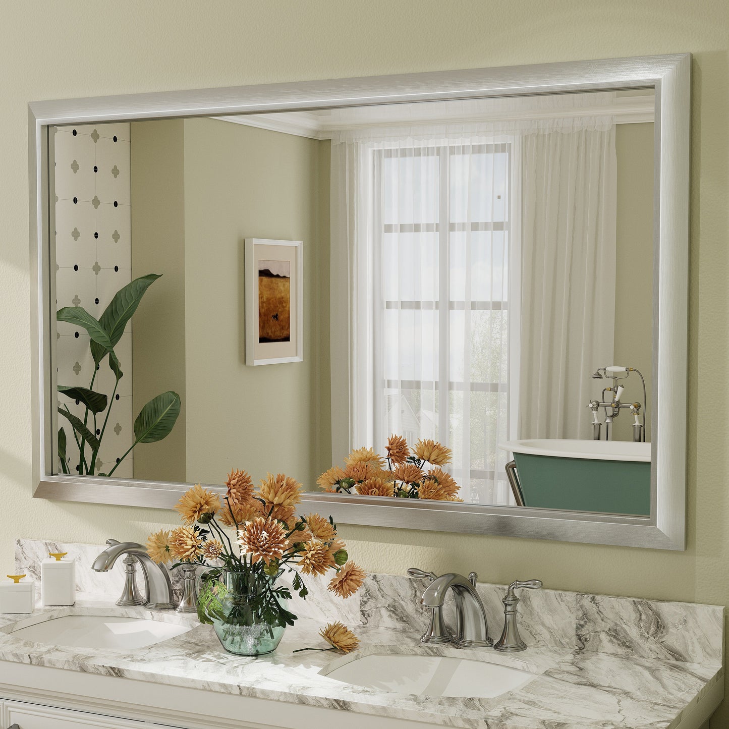 5-Year Warranty Full Size Farmhouse Beveled Metal Rectangle Wall Bathroom Vanity Mirrors