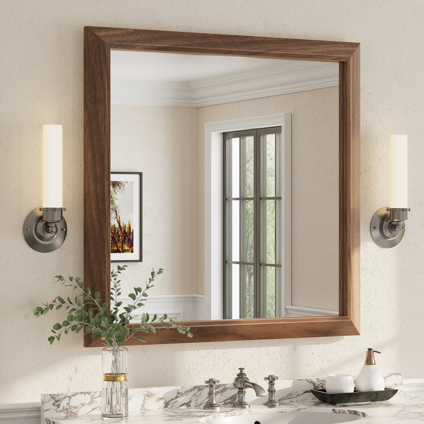 5-Year Warranty Full Size Farmhouse Beveled Metal Rectangle Wall Bathroom Vanity Mirrors