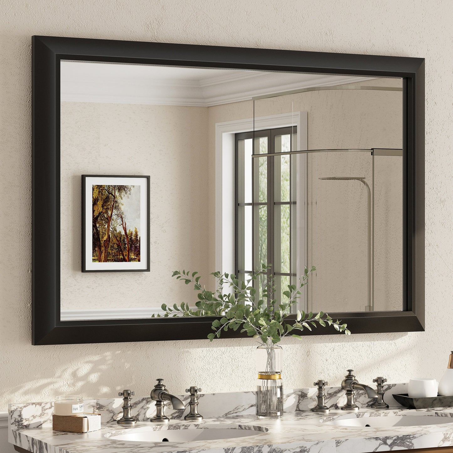 5-Year Warranty Full Size Farmhouse Beveled Metal Rectangle Wall Bathroom Vanity Mirrors