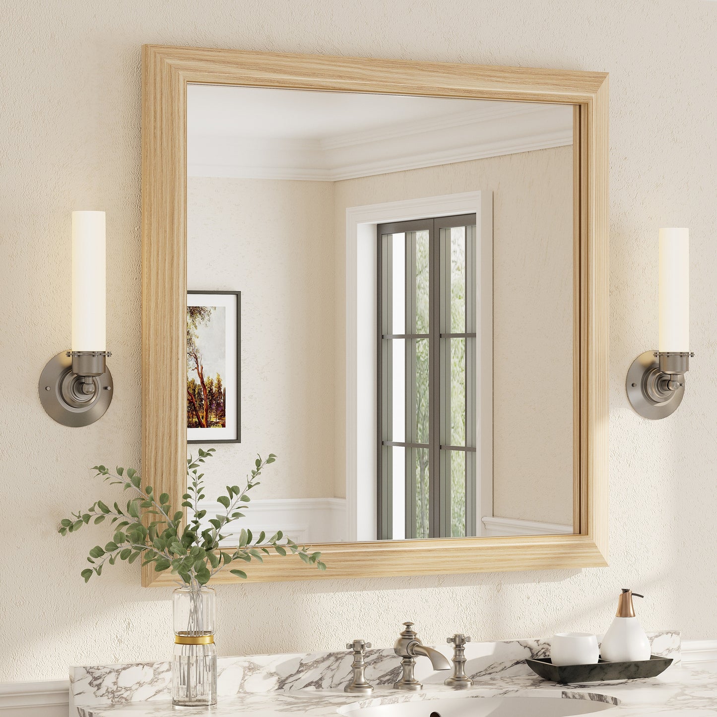 5-Year Warranty Full Size Farmhouse Beveled Metal Rectangle Wall Bathroom Vanity Mirrors