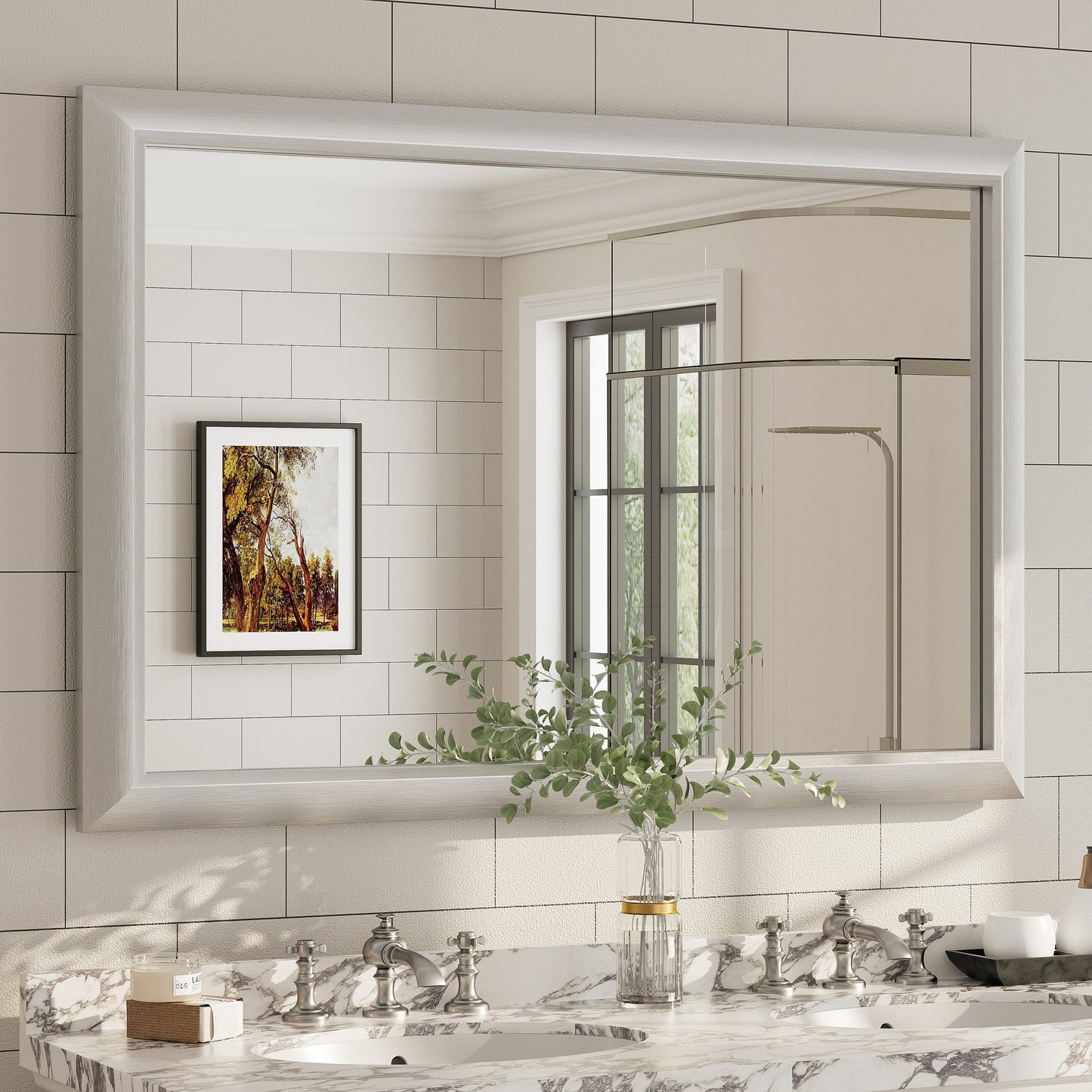 5-Year Warranty Full Size Farmhouse Beveled Metal Rectangle Wall Bathroom Vanity Mirrors