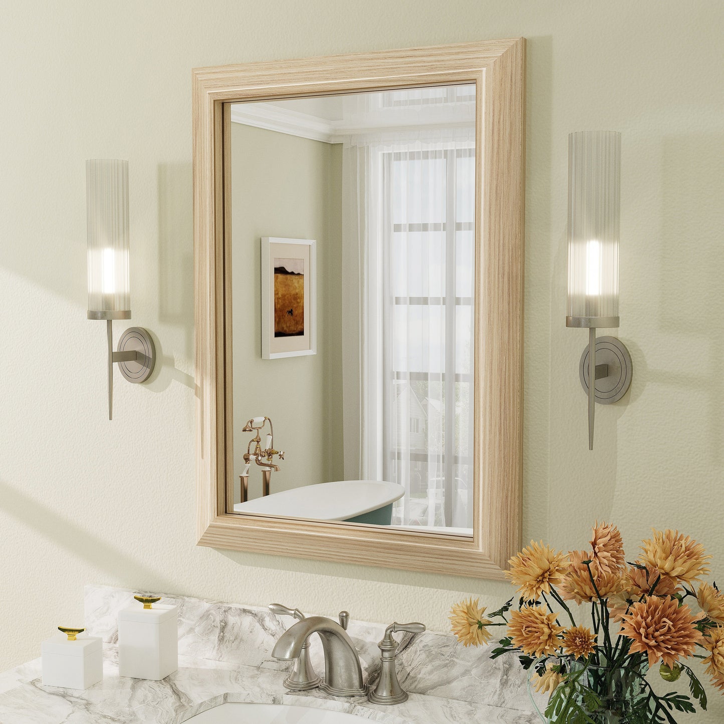 5-Year Warranty Full Size Farmhouse Beveled Metal Rectangle Wall Bathroom Vanity Mirrors