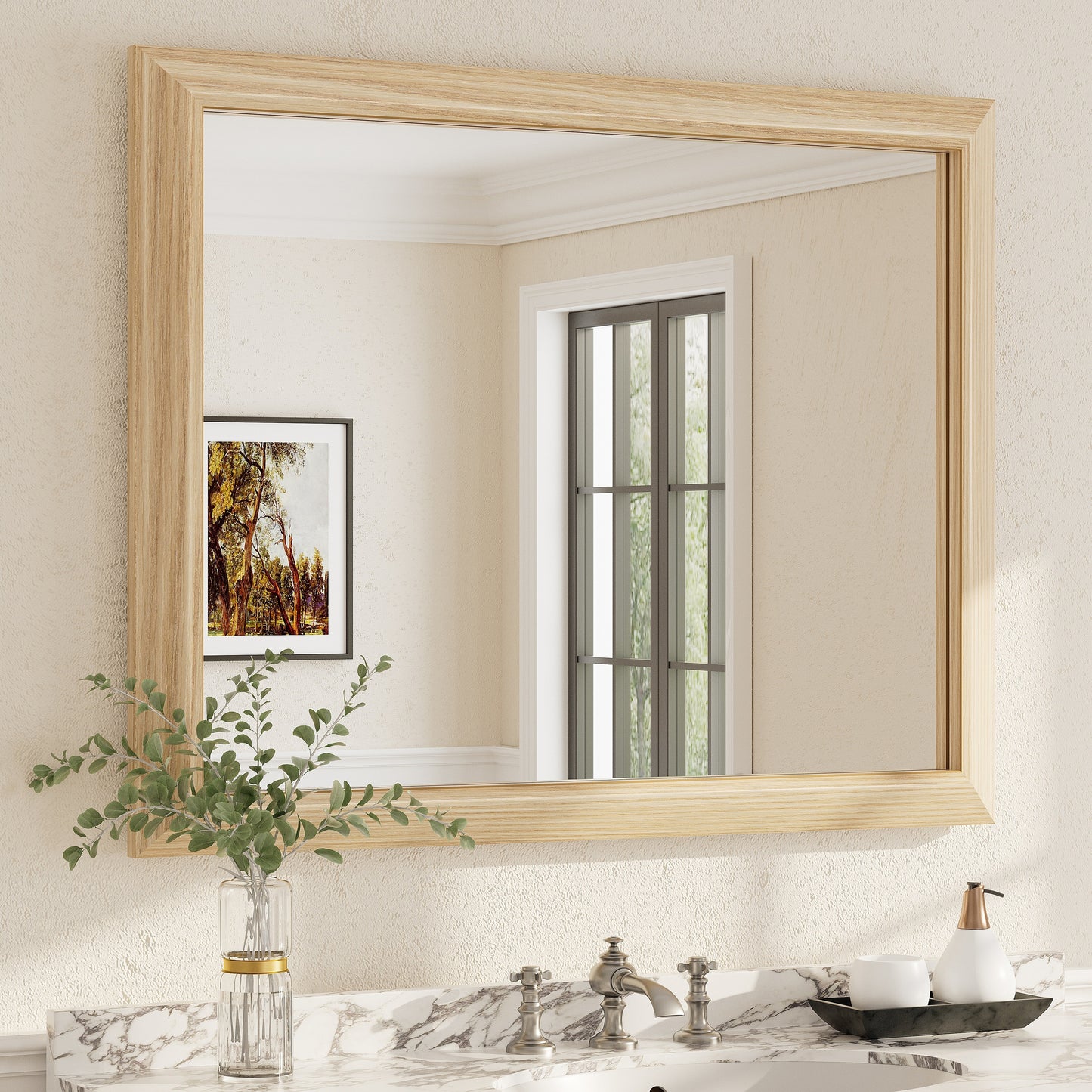 5-Year Warranty Full Size Farmhouse Beveled Metal Rectangle Wall Bathroom Vanity Mirrors