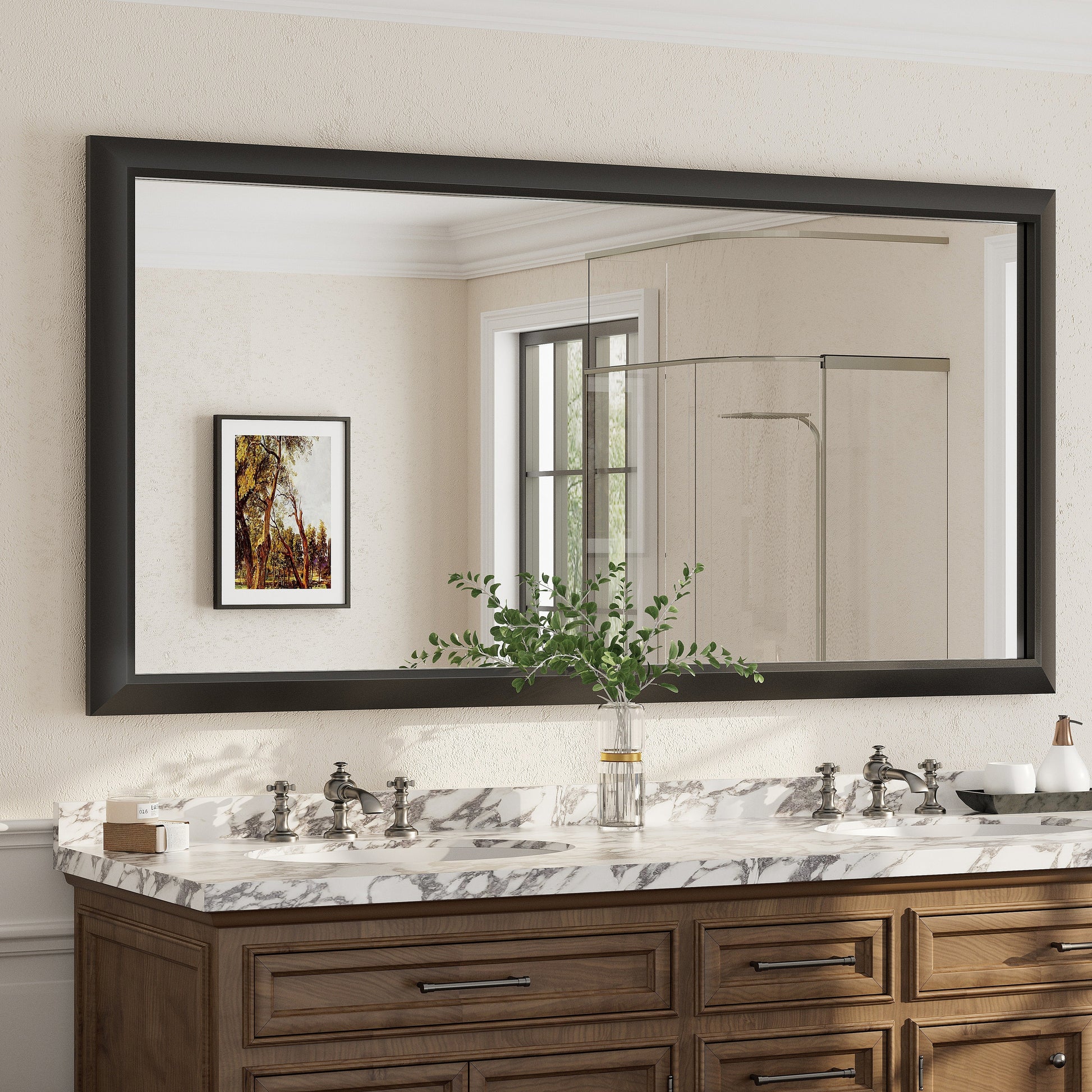 5-Year Warranty Full Size Farmhouse Beveled Metal Rectangle Wall Bathroom Vanity Mirrors