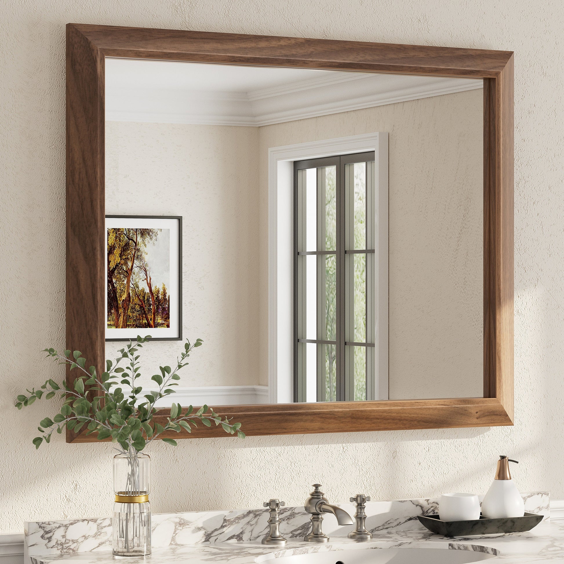 5-Year Warranty Full Size Farmhouse Beveled Metal Rectangle Wall Bathroom Vanity Mirrors