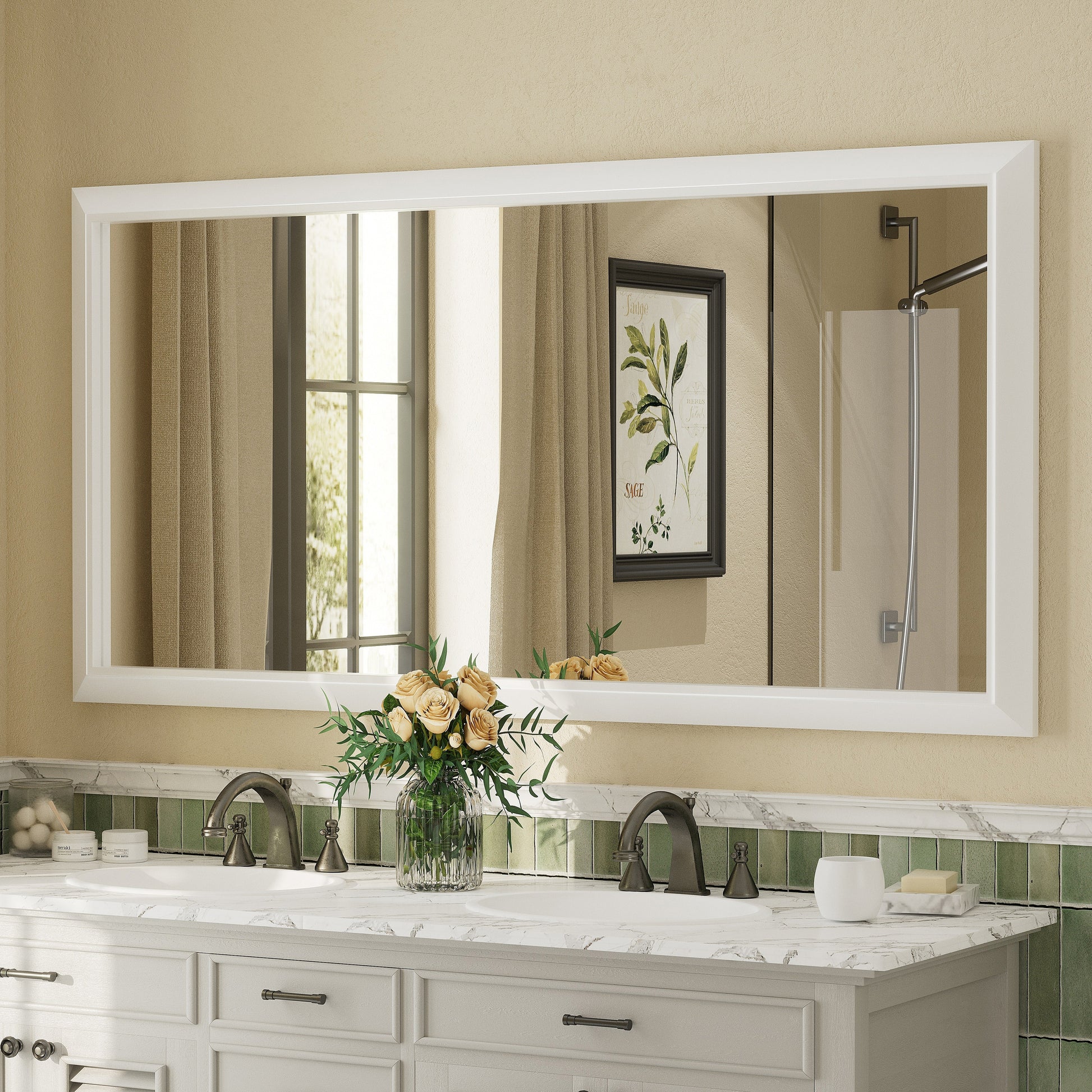 5-Year Warranty Full Size Farmhouse Beveled Metal Rectangle Wall Bathroom Vanity Mirrors
