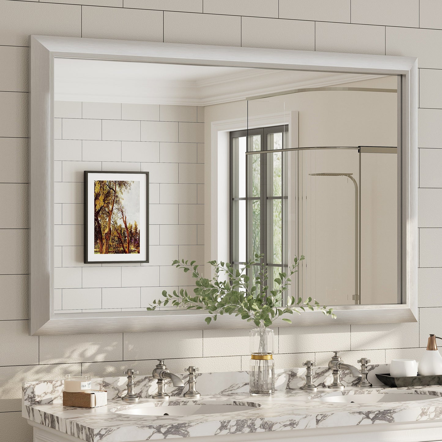 5-Year Warranty Full Size Farmhouse Beveled Metal Rectangle Wall Bathroom Vanity Mirrors