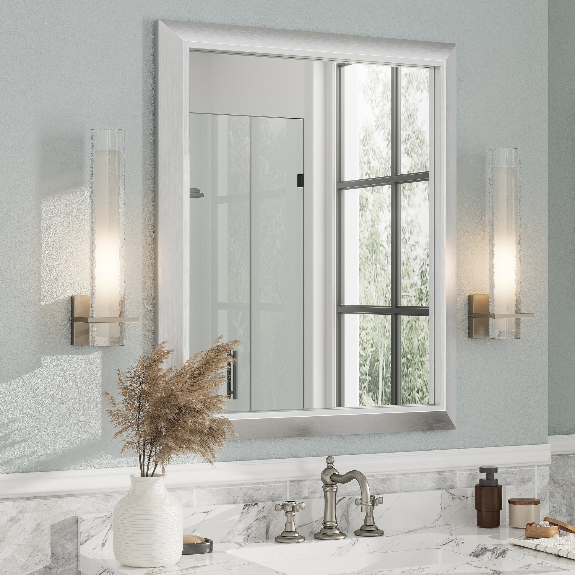5-Year Warranty Full Size Farmhouse Beveled Metal Rectangle Wall Bathroom Vanity Mirrors