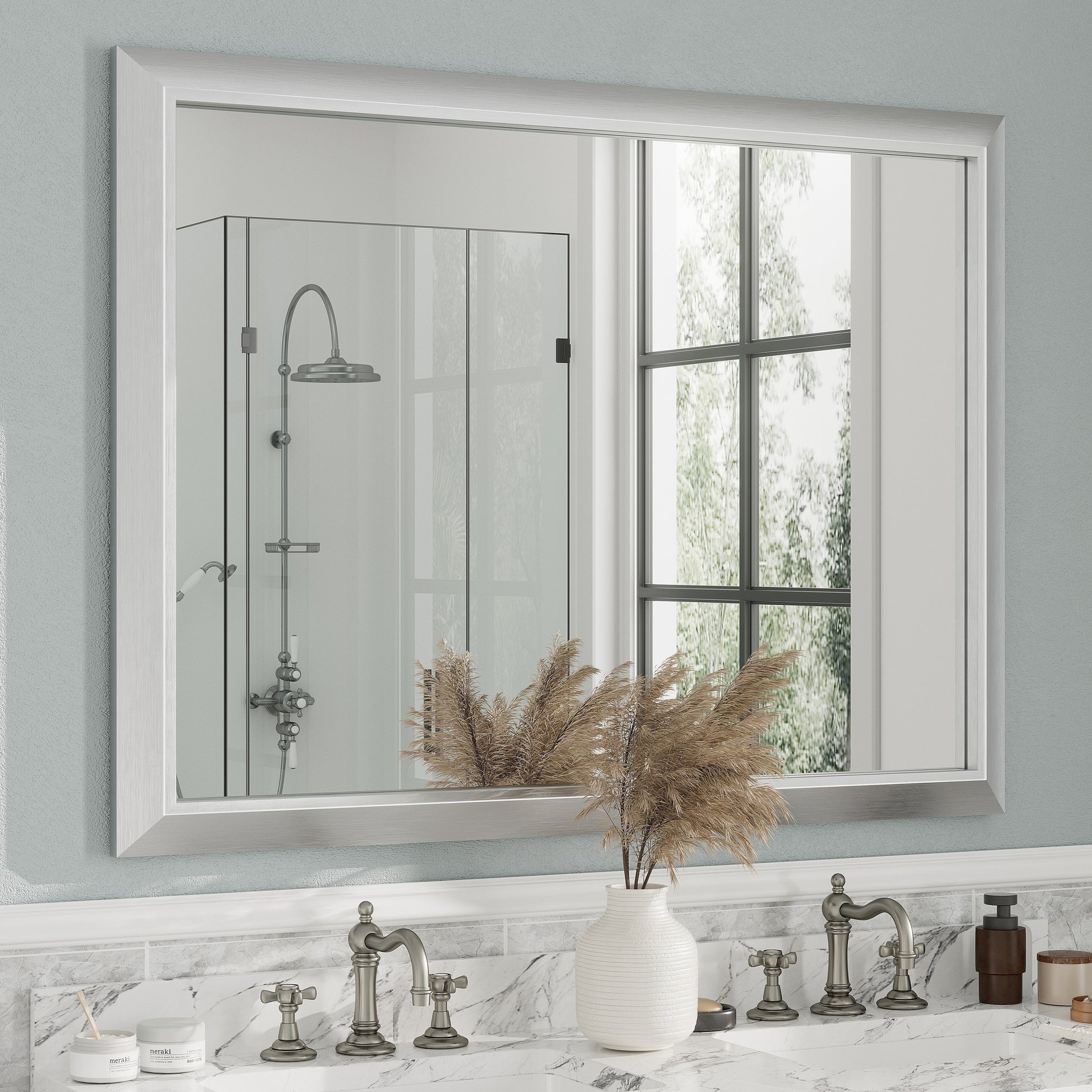 5-Year Warranty Full Size Farmhouse Beveled Metal Rectangle Wall Bathroom Vanity Mirrors