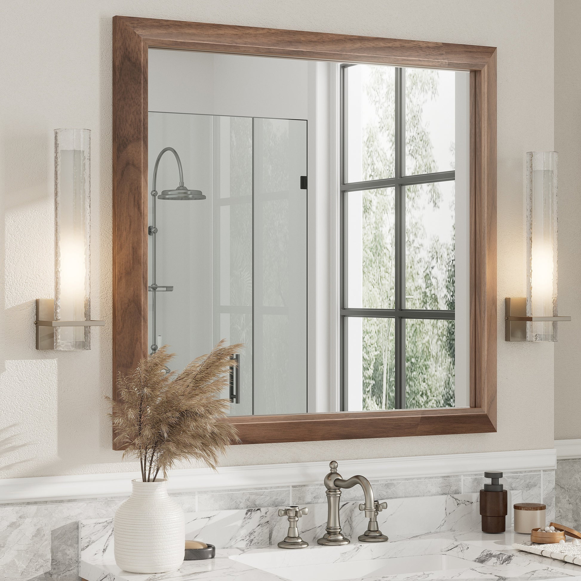 5-Year Warranty Full Size Farmhouse Beveled Metal Rectangle Wall Bathroom Vanity Mirrors