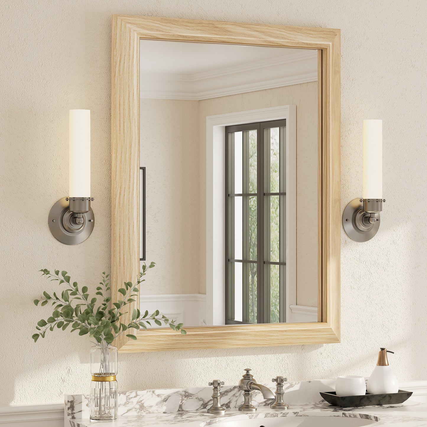 5-Year Warranty Full Size Farmhouse Beveled Metal Rectangle Wall Bathroom Vanity Mirrors